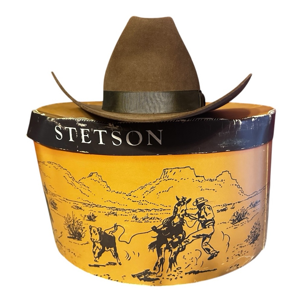 Vintage Stetson Brown Cowboy Hat with Original Vintage Box